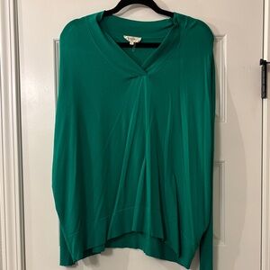 Entro Teal V-Neck Women's Blouse